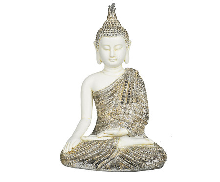 Adorno em Resina de Buddha Sentado I Branca