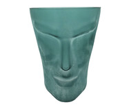 Vaso de Vidro com Face Estilo Moai Azul Fosco | WestwingNow