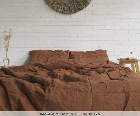 Jogo de Cobre-Leito Duvet em Linho Camel | WestwingNow