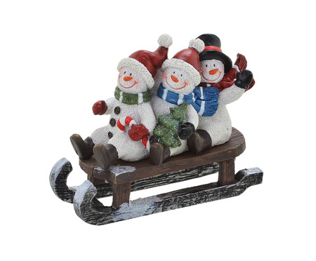 Enfeite Boneco de Neve Decorativo Branco, Vermelho e Marrom