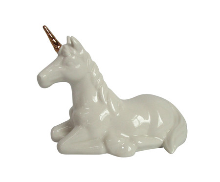 Adorno em Porcelana Unicorn Resting - Branco