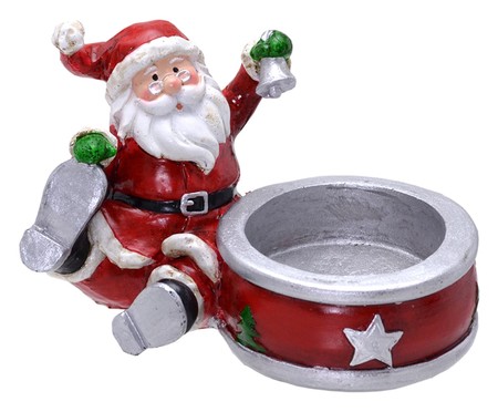 Porta-Vela Papai Noel Vermelho e Branco